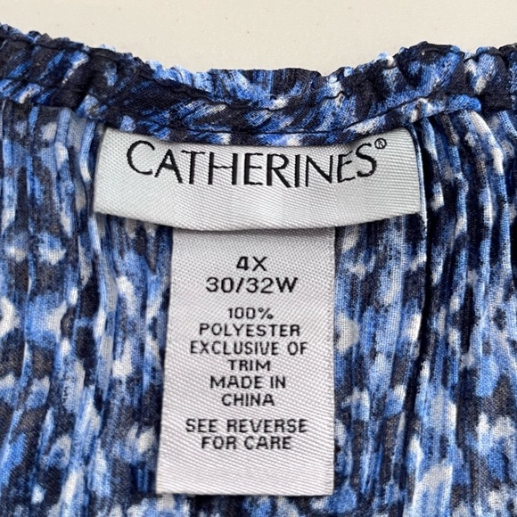 Catherine's Abstract Beaded Neck Mature Lightweight Chiffon Sz 4X Tunic Blouse - Picture 9 of 12